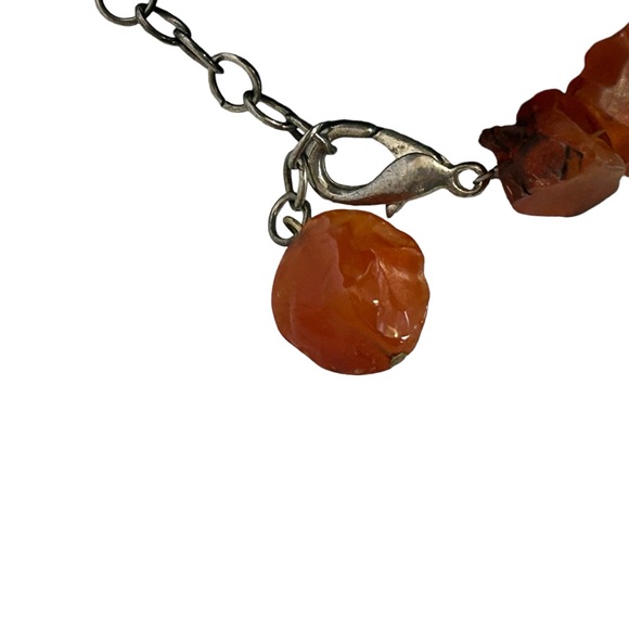 Marbled Carnelian Round Beaded Stone Necklace Gold Hardware - Picture 7 of 7